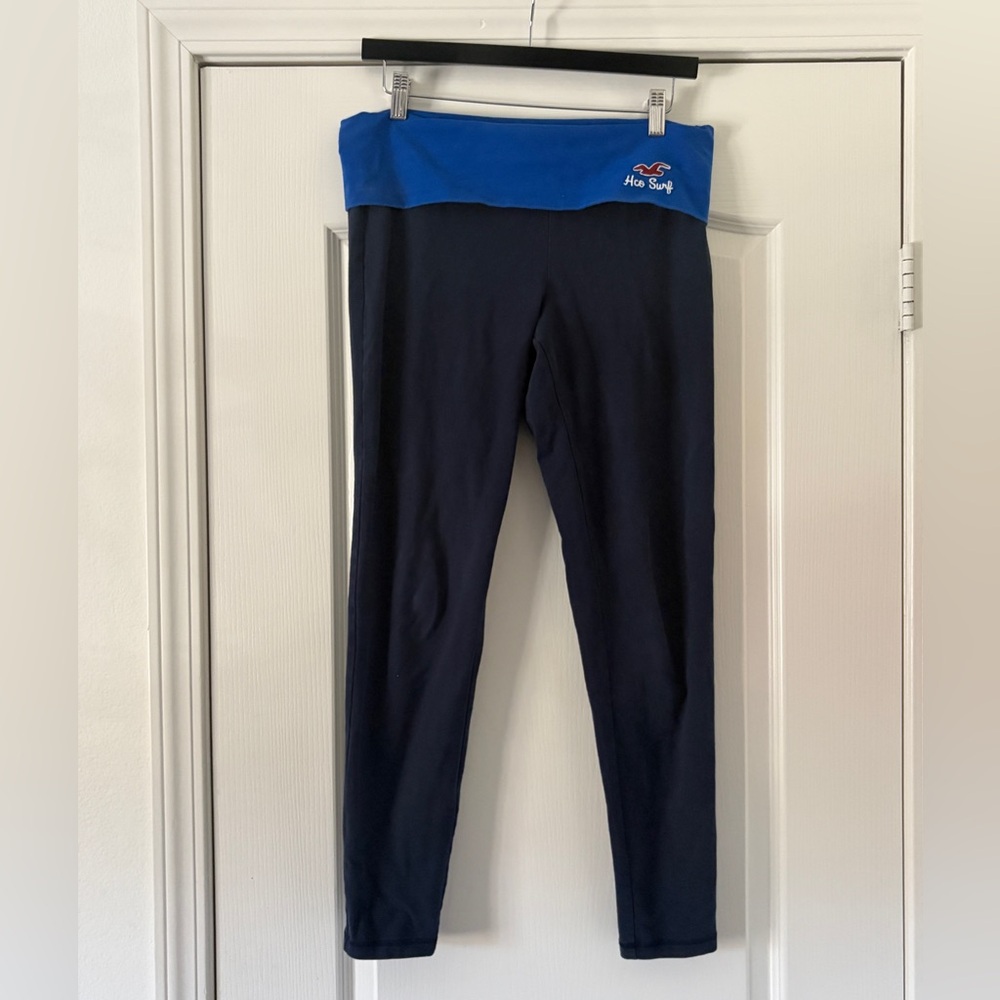 Hollister Blue and Black Fold Over Leggings